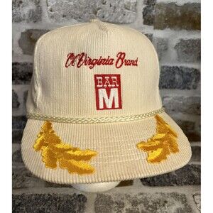 Vintage Ol Virginia Brand Bar M Hat Rope Corduroy Adjustable Zipper Advertising